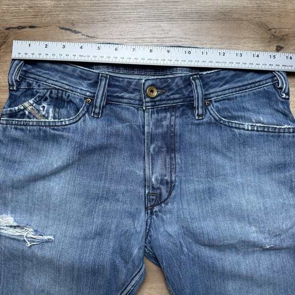Diesel Jeans Men 31x34 Kander Slim Taper Leg Italy Ripped Zip Back Pockets 008TA - Picture 9 of 13